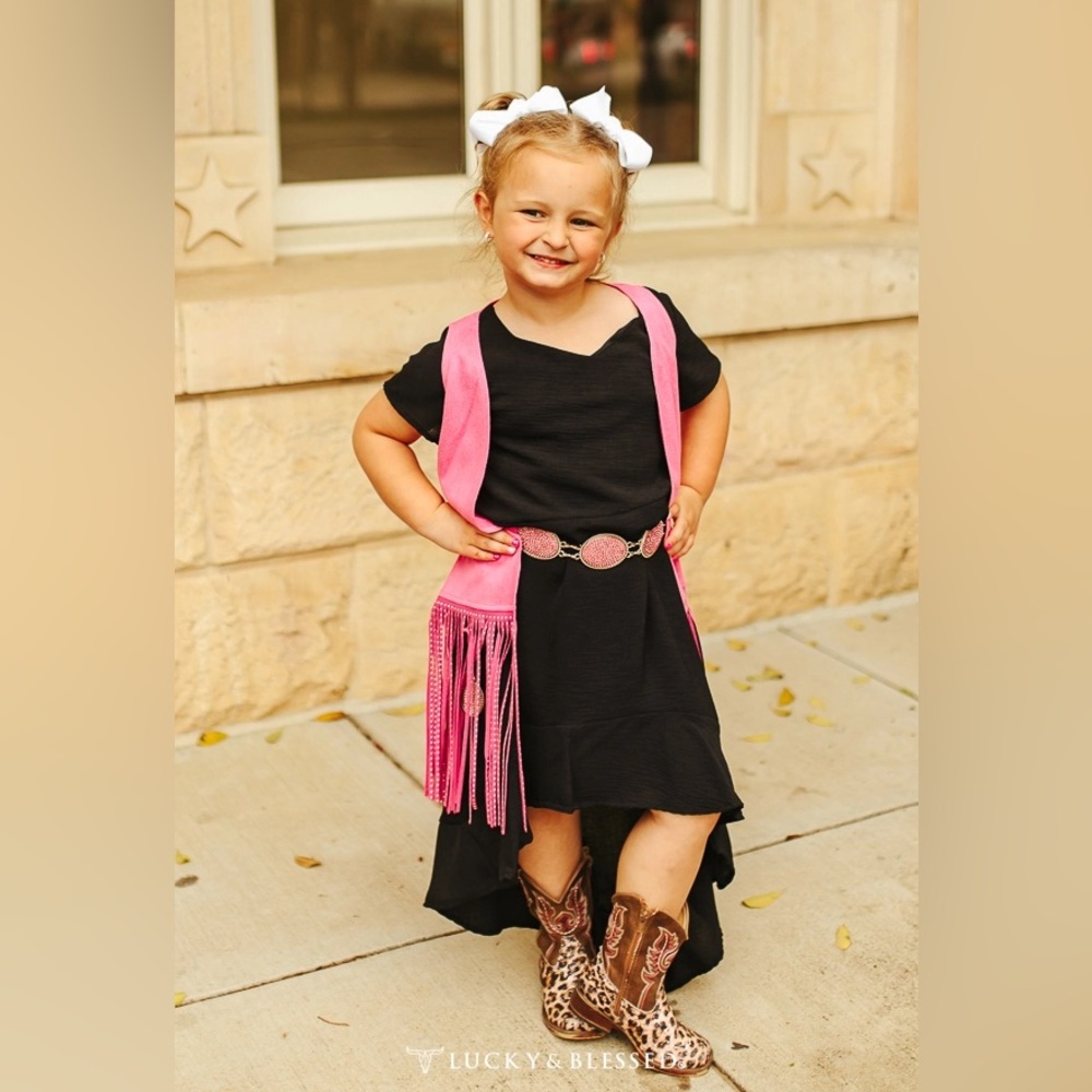 Girls Hi-Low Black Dress